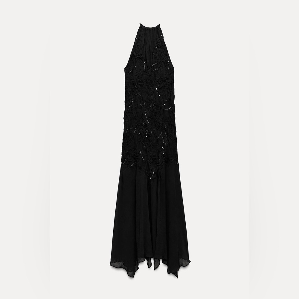 ZARA SEQUINNED HALTER DRESS ZW COLLECTION - Picture 13 of 16